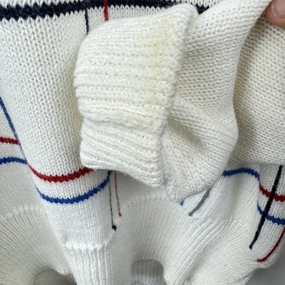Vintage 80s 90s Antigua Size Medium V-Neck Sweater Plaid Palm Beach Crest Tennis - Picture 6 of 7